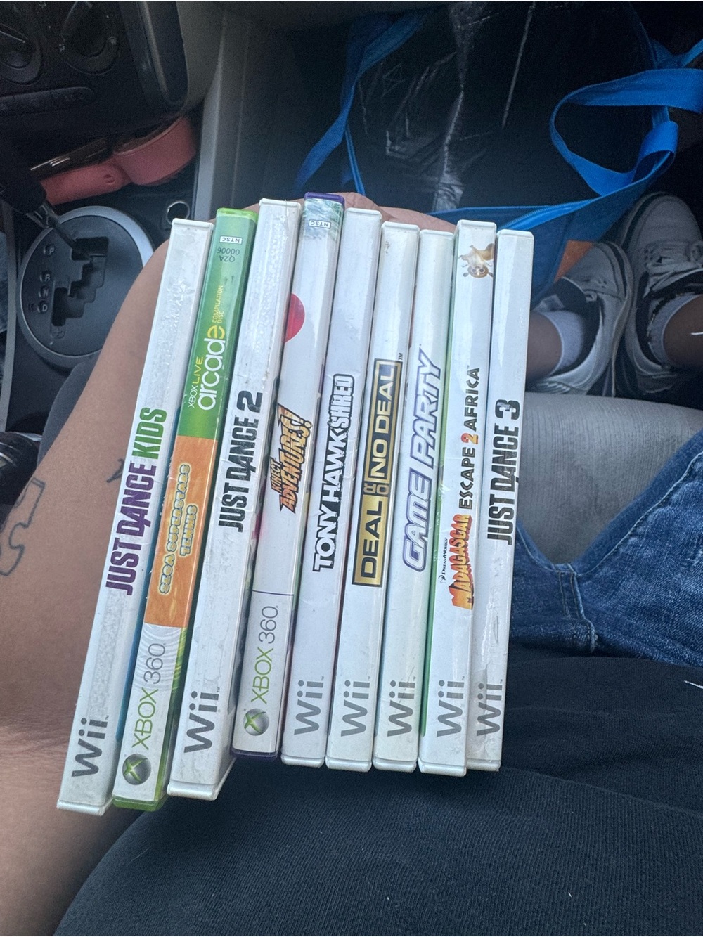 Nintendo White Wii & Xbox 360 Game Case Bundle with Colorful Spine Art